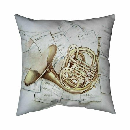 FONDO 26 x 26 in. Horn on Music Sheet-Double Sided Print Indoor Pillow FO2777156